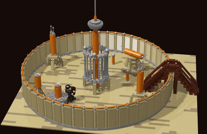 LEGO MOC - Because we can! - Nikola Tesla. Colorado Springs experiments: Скриншот с обратной стороны. Пришлось убрать прозрачные детали. Уж слишком долго рендерится.