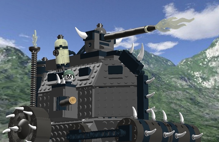 LEGO MOC - Steampunk Machine - Железная смерть: Вооружение 'Железной смерти' - два пулемёта и ядораспылитель - весьма эффективно против вражеской пехоты.