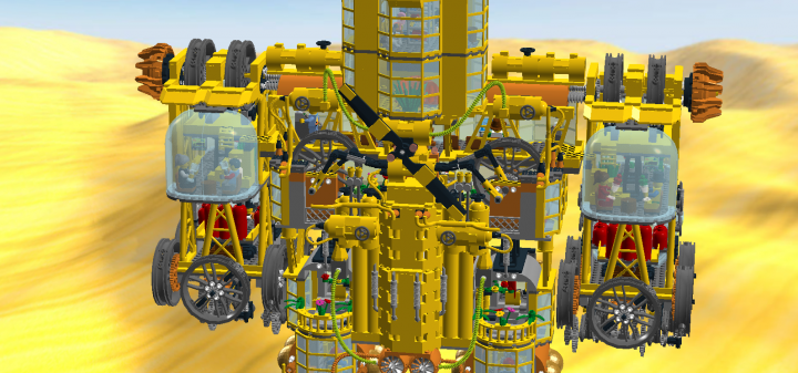 LEGO MOC - Steampunk Machine - Желтый дракон: на спине находится вспомогательный ветровой двигатель