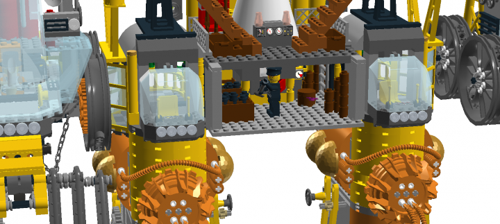 LEGO MOC - Steampunk Machine - Желтый дракон: качегар и топка парового двигателя, постоянное налицие угля и дров не остановит этот робот никогда :)