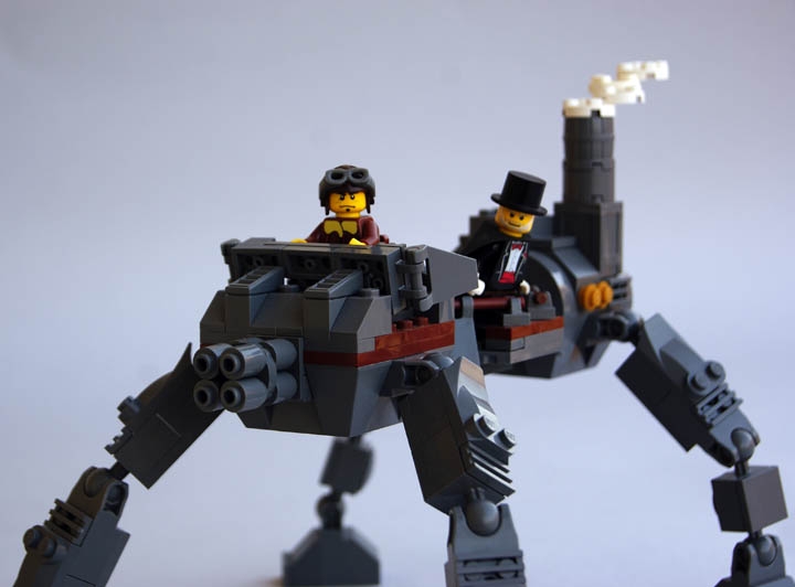 LEGO MOC - Steampunk Machine - Steampunk Walker: Спереди расположен небольшой пулемёт.