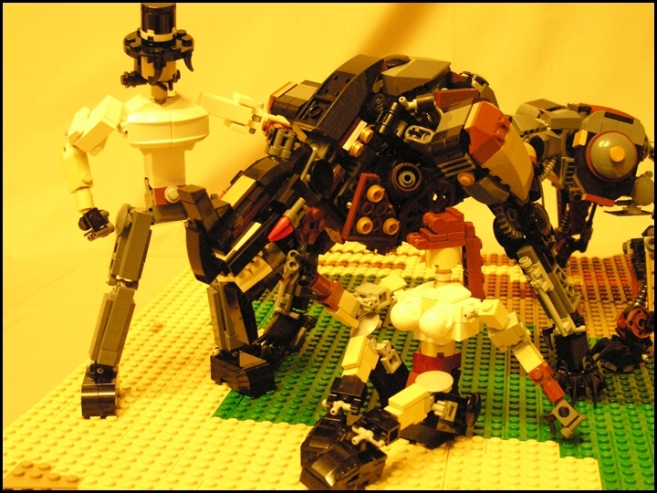 LEGO MOC - Steampunk Machine - Warning! Hunters!: 'Оказалось, что химера вполне безобидна. В это трудно поверить, но это так. Она так же чувствует боль, она переживает, когда кто то из нас ранен, радуется, когда мы играем с ней, и боится, когда натворит что-то плохое. Она живое существо, без сомнения'
