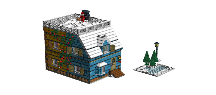 LEGO MOC - New Year's Brick 2014 - Новый Год в семейном доме: Наш дом складывается в такую компактную конструкцию.