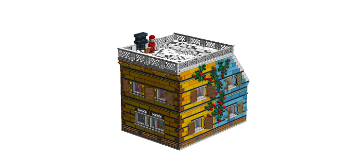LEGO MOC - New Year's Brick 2014 - Новый Год в семейном доме: Стены, украшенные гирляндами из остролиста.