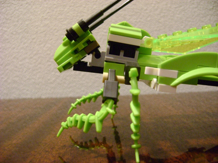 LEGO MOC - 16x16: Animals - Grasshopper: вид груди сбоку.