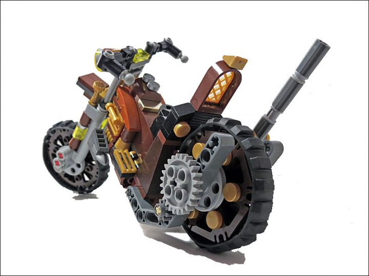 LEGO MOC - Mini-contest 'Lego Technic Motorcycles' - SteamBike 'AnSign': Дополнительные складные площадки для ног позволяют с комфортом преодолевать большие расстояния.