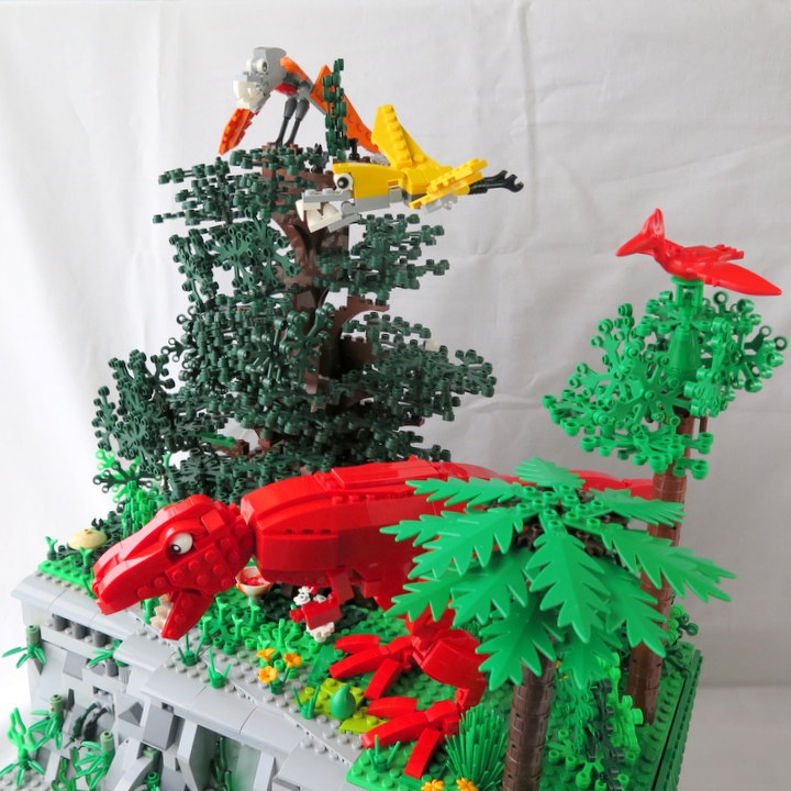 LEGO MOC - Jurassic World - Три стихии: Папа птерозавр увидел угрозу!