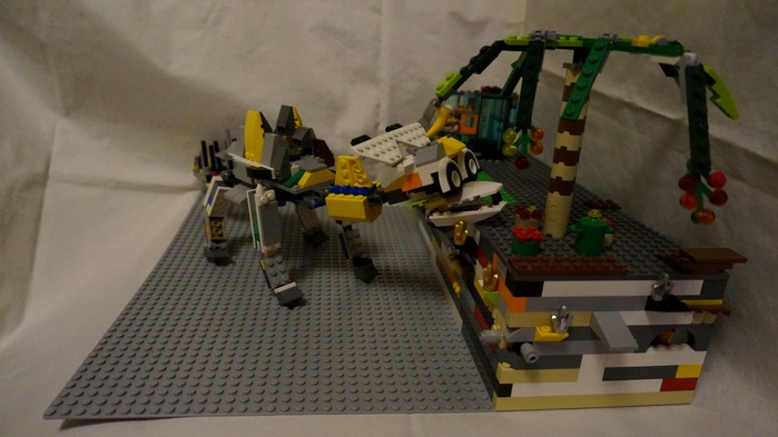 LEGO MOC - Jurassic World - Путешественники во времени: Перед их глазами открылся шикарный вид на доисторического монстра.
