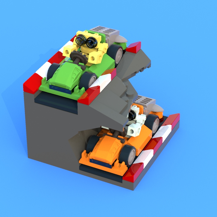 LEGO MOC - Battle of the Masters 'In cube' - Гонки роботов на картингах: Водители в какой-то степени подвижны и обладают неким шармом благодаря своей мультяшности.