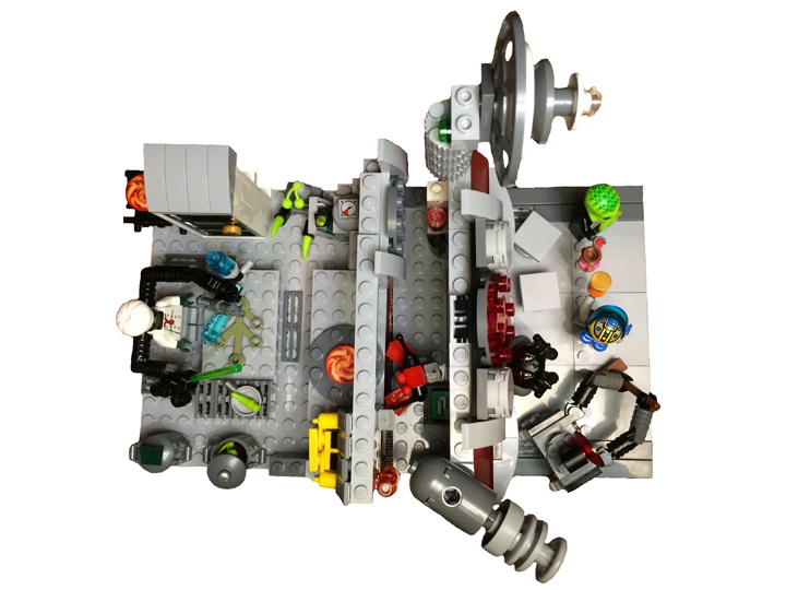 LEGO MOC - Инопланетная жизнь - Cafe 'FlameSpice': Кафе, вид сверху. Работа умещается на площадке 32х16