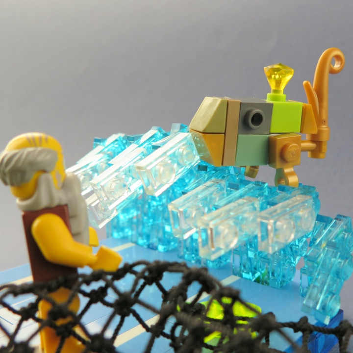 LEGO MOC - Russian Tales' Wonders - The Tale of the Fisherman and the Fish: Как взмолится золотая рыбка! Голосом молвит человечьим: <br />
'Отпусти ты, старче, меня в море,  дорогой за себя дам откуп:<br />
откуплюсь чем только пожелаешь.'