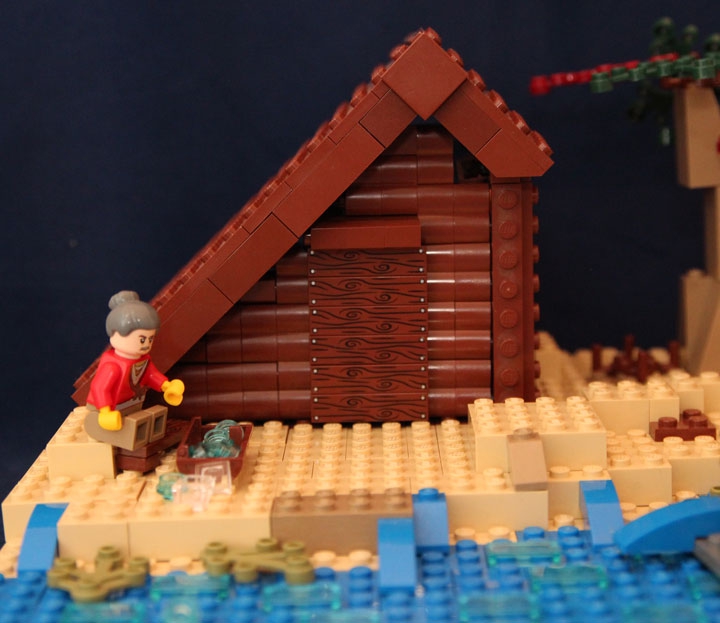 LEGO MOC - Russian Tales' Wonders - The Tale of the Fisherman and the Fish (A.S.Pushkin): Бабка размышляет над бренностью мира над корытом которое активно протекает.