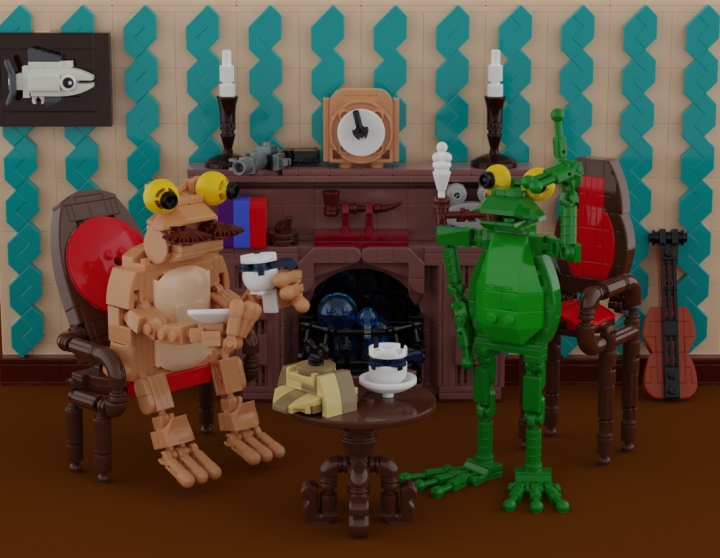 LEGO MOC - Detective Contest - Sherlock Frogs and Doctor Toadson: Этой ночью мы не спали: вместо того, чтобы посвятить себя заслуженному отдыху, я и мой друг Шерквак Холмс расположились в своих удобных креслах, неспешно попивая еще горячий чай и углубившись в размышления. <br />
Не так давно весь Лондон был потрясен загадочным исчезновением достопочтенного профессора Жабня Квакша. Преступление это было совершено с пугающей хладнокровностью и расчетливостью: ни газеты, ни вероятные очевидцы, ни даже полиция не смогли дать никакого внятного ответа по поводу каких-либо улик, оставшихся на месте преступления. И сейчас мы с Холмсом усердно пытались найти хоть какую-то зацепку, которая позволила бы нам продвинуться в расследовании преступления. 