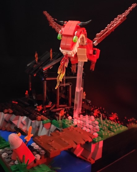 LEGO MOC - Младшая лига. Конкурс 'Средневековье'. - Роковая встреча: Похоже, дракон тоже настроен решительно.