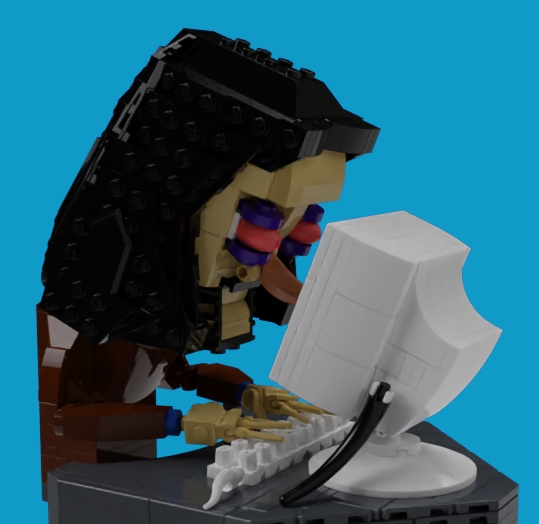LEGO MOC - LEGO-конкурс 16x16: 'Все работы хороши' - Тяжела и неказиста...: Программист за работой. Не замечает никого вокруг.