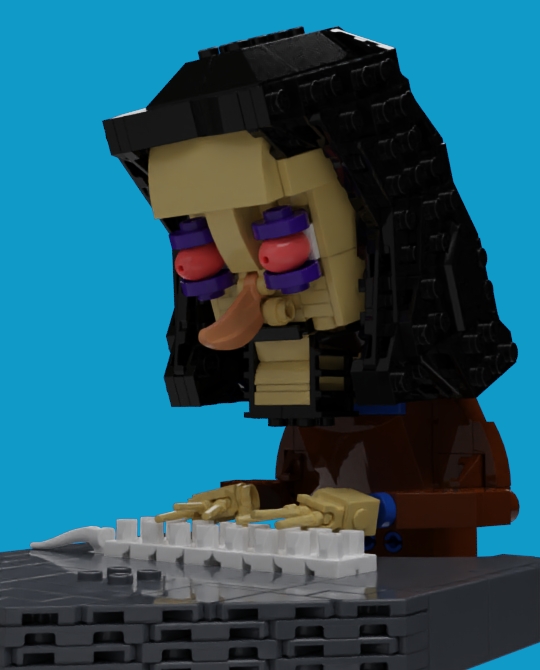 LEGO MOC - LEGO-конкурс 16x16: 'Все работы хороши' - Тяжела и неказиста...: Этот индивид настолько заработался, что не заметил, как мы свинтили его монитор, чтобы поближе рассмотреть программиста в естественной среде обитания.