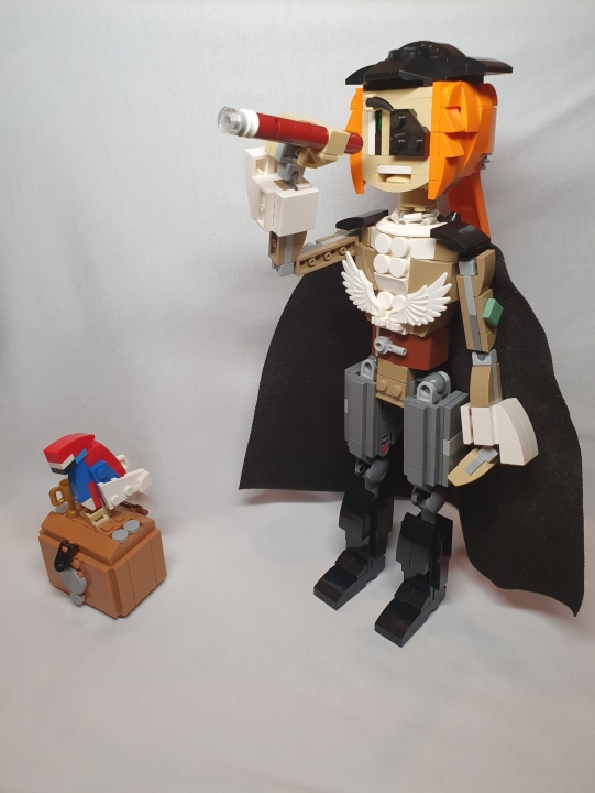 LEGO MOC - LEGO-contest 24x24: 'Pirates' - Капитан Рыжая Коса: Общий вид работы, Рыжая Коса высматривает корабли вдалеке.