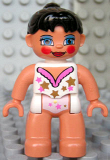 LEGO 47394pb111 Duplo Figure Lego Ville, Female Tightrope Walker, Light Flesh Legs, White Top with Stars, Black Ponytail Hair, Blue Eyes