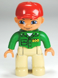 LEGO 47394pb145 Duplo Figure Lego Ville, Male, Tan Legs, Green Top with 