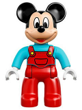 LEGO 47394pb204 Duplo Figure Lego Ville, Mickey Mouse, Red Overalls with Medium Azure Top