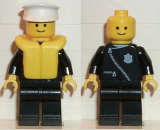 LEGO cop030 Police - Zipper with Badge, Black Legs, White Hat, Life Jacket