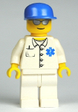 LEGO cty0017 Doctor - EMT Star of Life Button Shirt, White Legs, Blue Cap, Silver Sunglasses