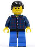 LEGO cty0083 Plaid Button Shirt, Blue Legs, Black Male Hair, Smirk and Stubble Beard
