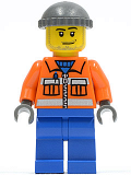 LEGO cty0168 Construction Worker - Orange Zipper, Safety Stripes, Orange Arms, Blue Legs, Dark Bluish Gray Knit Cap