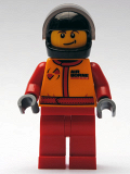 LEGO cty0385 Monster Truck Driver, Race Suit with Airborne Spoilers Logo, Black Helmet with Trans-Black Visor, Crooked Smile