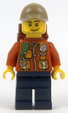 LEGO cty0886 City Jungle Explorer - Dark Orange Jacket with Pouches, Dark Blue Legs, Dark Tan Cap with Hole, Smirk and Stubble Beard with Backpack