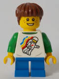 LEGO cty1046 Boy, Classic Space Shirt with Minifigure Floating and Back Print, Blue Short Legs, Reddish Brown Hair