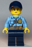 LEGO cty1125 Police - City Officer Female, Bright Light Blue Shirt with Badge and Radio, Dark Blue Legs, Dark Blue Cap with Dark Orange Ponytail, Freckles