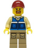 LEGO cty1298 Wildlife Rescue Worker - Male, Dark Red Cap, Blue Vest with 