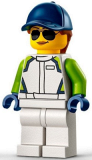 LEGO cty1401 Race Car Mechanic - Female, White Race Jacket and Legs, Dark Blue Cap with Dark Orange Hair