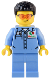 LEGO cty1538 Custom Car Garage Mechanic - Male, Medium Blue Shirt with Octan Logo, Medium Blue Legs, Short Black Hair