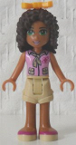 LEGO frnd075a Friends Andrea, Tan Shorts, Bright Pink Top with Red Cross Logo and Scarf, Bright Light Orange Bow