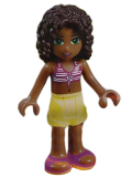 LEGO frnd087 Friends Andrea, Bright Light Yellow Shorts, Magenta and White Striped Bikini Top