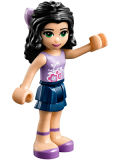 LEGO frnd194 Friends Emma, Dark Blue Layered Skirt, Lavender Top with Flowers, Lavender Bow