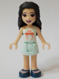 LEGO frnd343 Friends Emma, Light Aqua Skirt, White and Light Aqua Top with Coral Flamingo Birds