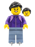 LEGO hol277 Woman, Black Hair, Dark Purple Jacket, Sand Blue Legs, Ice Skates