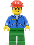 LEGO jbl011 Jacket Blue - Green Legs, Red Construction Helmet