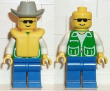 LEGO pck012 Jacket Green with 2 Large Pockets - Blue Legs, Light Gray Cowboy Hat, Life Jacket