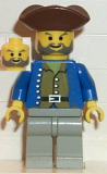 LEGO pi037 Pirate Brown Shirt, Light Gray Legs, Brown Pirate Triangle Hat