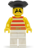 LEGO pi039 Pirate Red / White Stripes Shirt, White Legs, Black Pirate Triangle Hat