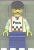 LEGO rac028as F1 - Cameraman (8672) - Brown Hair, Orange Vest with Stickers
