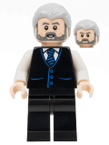 LEGO sh789 Alfred Pennyworth, Black Vest, Light Bluish Gray Hair, Dark Bluish Gray Beard