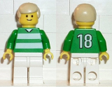 LEGO soc059 Soccer Player Green & White Team #18 on Back
