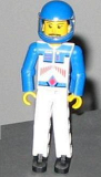 LEGO tech018 Technic Figure White Legs, White Top with Red Arrow-Type Stripes Pattern, Blue Arms