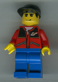 LEGO twn027 Red Jacket with Zipper Pockets and Classic Space Logo, Blue Legs, Black Cap