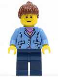 LEGO twn044 Medium Blue Jacket, Dark Blue Legs, Reddish Brown Ponytail Hair